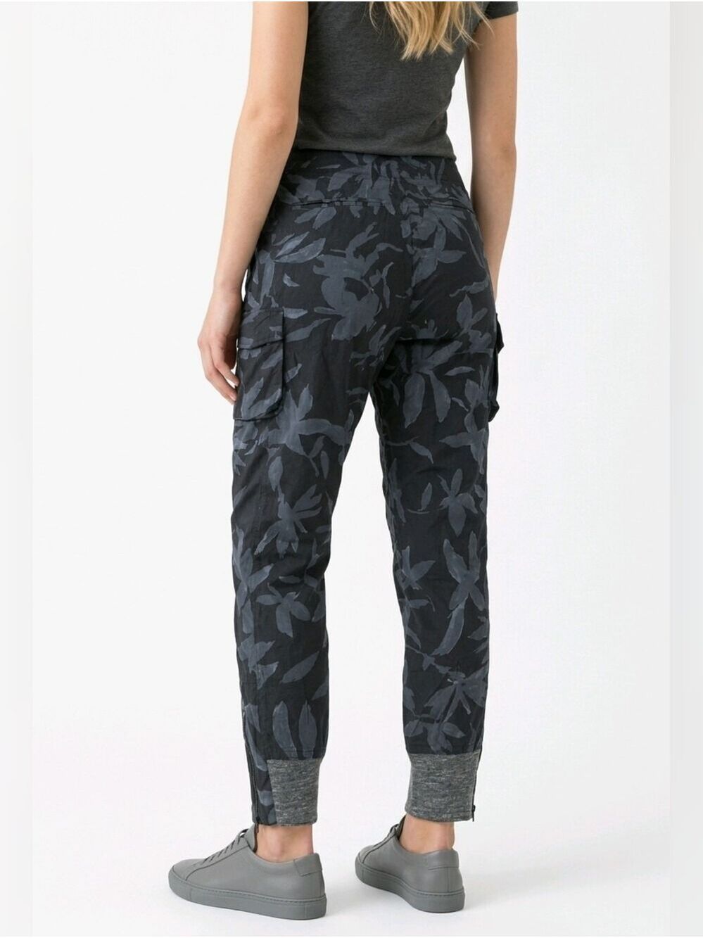 Cambio Dark Gray Floral Cargo Silk Joggers
